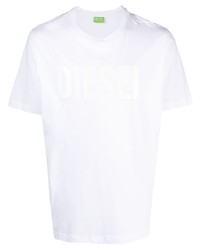 T-shirt à col rond imprimé blanc Diesel