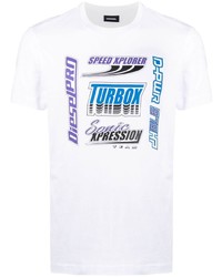 T-shirt à col rond imprimé blanc Diesel