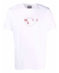 T-shirt à col rond imprimé blanc Diesel