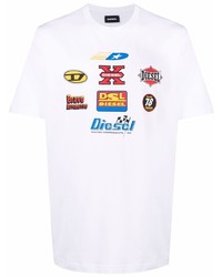 T-shirt à col rond imprimé blanc Diesel