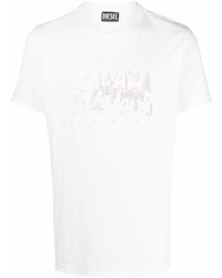 T-shirt à col rond imprimé blanc Diesel