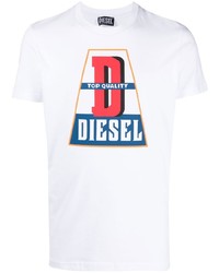 T-shirt à col rond imprimé blanc Diesel