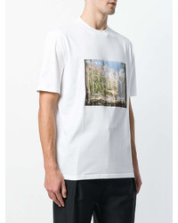 T-shirt à col rond imprimé blanc Lanvin