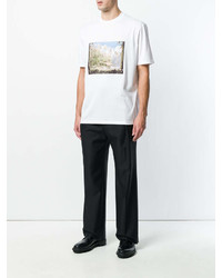 T-shirt à col rond imprimé blanc Lanvin