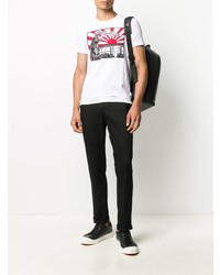 T-shirt à col rond imprimé blanc Dondup