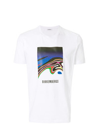 T-shirt à col rond imprimé blanc Dirk Bikkembergs