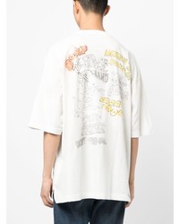 T-shirt à col rond imprimé blanc Maison Mihara Yasuhiro