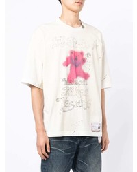 T-shirt à col rond imprimé blanc Maison Mihara Yasuhiro