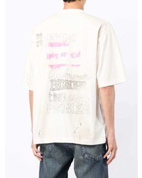 T-shirt à col rond imprimé blanc Maison Mihara Yasuhiro