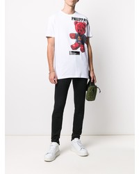 T-shirt à col rond imprimé blanc Philipp Plein