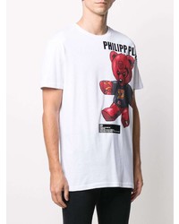 T-shirt à col rond imprimé blanc Philipp Plein