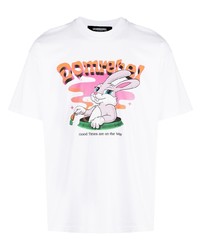 T-shirt à col rond imprimé blanc DOMREBEL