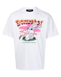 T-shirt à col rond imprimé blanc DOMREBEL