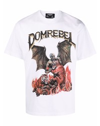 T-shirt à col rond imprimé blanc DOMREBEL