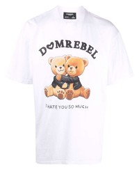 T-shirt à col rond imprimé blanc DOMREBEL