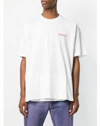 T-shirt à col rond imprimé blanc Balenciaga