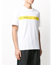 T-shirt à col rond imprimé blanc Bally