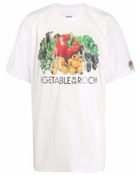 T-shirt à col rond imprimé blanc Doublet