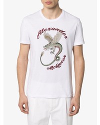 T-shirt à col rond imprimé blanc Alexander McQueen