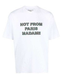 T-shirt à col rond imprimé blanc Drôle De Monsieur