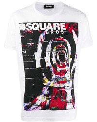 T-shirt à col rond imprimé blanc DSQUARED2