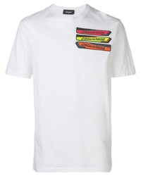 T-shirt à col rond imprimé blanc DSQUARED2