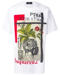 T-shirt à col rond imprimé blanc DSQUARED2