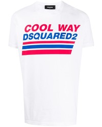 T-shirt à col rond imprimé blanc DSQUARED2