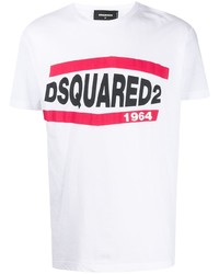 T-shirt à col rond imprimé blanc DSQUARED2