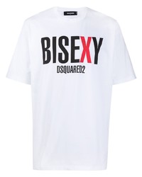 T-shirt à col rond imprimé blanc DSQUARED2