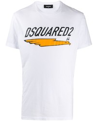 T-shirt à col rond imprimé blanc DSQUARED2