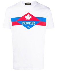 T-shirt à col rond imprimé blanc DSQUARED2