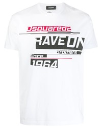 T-shirt à col rond imprimé blanc DSQUARED2