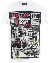 T-shirt à col rond imprimé blanc DSQUARED2