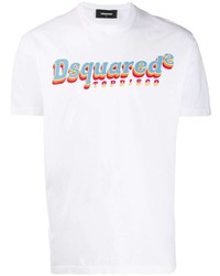 T-shirt à col rond imprimé blanc DSQUARED2