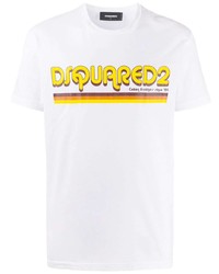 T-shirt à col rond imprimé blanc DSQUARED2