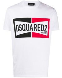 T-shirt à col rond imprimé blanc DSQUARED2