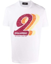 T-shirt à col rond imprimé blanc DSQUARED2