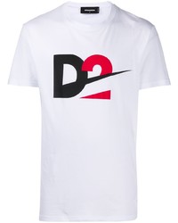 T-shirt à col rond imprimé blanc DSQUARED2