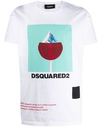 T-shirt à col rond imprimé blanc DSQUARED2