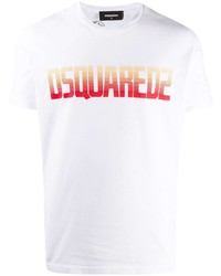 T-shirt à col rond imprimé blanc DSQUARED2