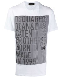 T-shirt à col rond imprimé blanc DSQUARED2