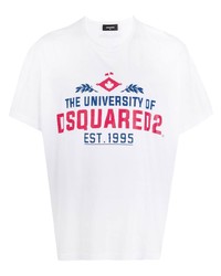 T-shirt à col rond imprimé blanc DSQUARED2