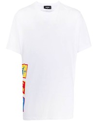 T-shirt à col rond imprimé blanc DSQUARED2