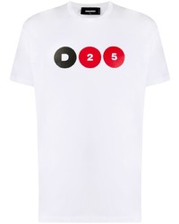 T-shirt à col rond imprimé blanc DSQUARED2