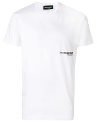 T-shirt à col rond imprimé blanc DSQUARED2