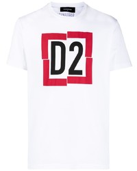 T-shirt à col rond imprimé blanc DSQUARED2