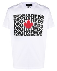 T-shirt à col rond imprimé blanc DSQUARED2