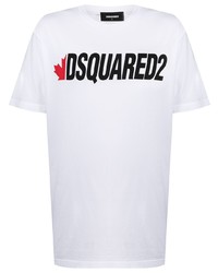 T-shirt à col rond imprimé blanc DSQUARED2