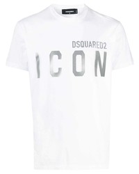 T-shirt à col rond imprimé blanc DSQUARED2